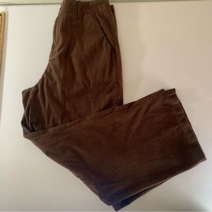 SHEIN WOMEN LARGE CORDUROY CARGO UTILITY WIDE STRAIGHT LEG PANTS CHOCOLATE BROWN
